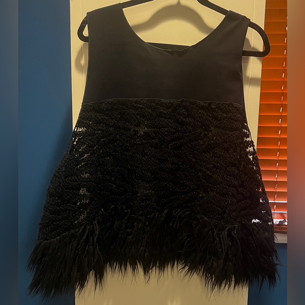 Xenia Design Black Lace Fringe Top